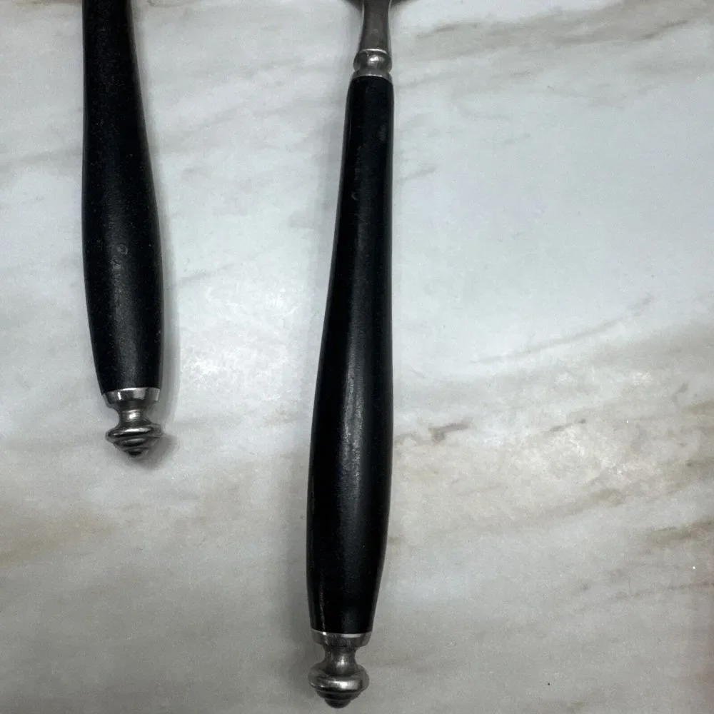 3 Vintage MCM Oxford Hall Stainless Japan Serving Flatware‎ Black Handles